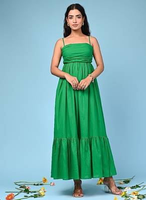 Green tiered cotton maxi-dress 4