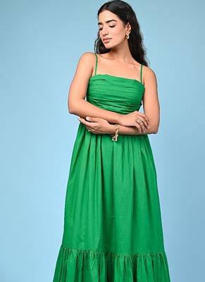 Green tiered cotton maxi-dress 5