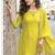 Lemon green party wear semi stitched gharara suits