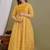 Yellow aaysa floral printed pure cotton flared maternity maxi dress