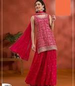 Pink georgette semi stitched wedding suits