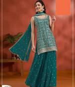 Peacock georgette semi stitched wedding suits