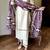 Off White Cotton Kurta Set with Purple Ikat Dupatta