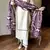 Beige Cotton Kurta Set with Purple Ikat Dupatta