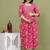 Pink aaysa floral printed pure cotton flared maternity maxi dress