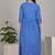 Blue aaysa floral printed pure cotton flared maternity maxi dress