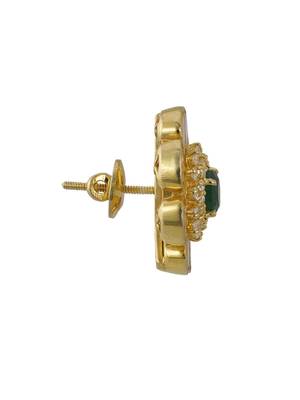 Gold plated green stone stud earrings in sterling silver 3