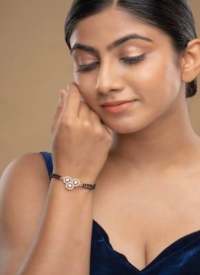 Gold plated hand mangalsutra in sterling silver 1