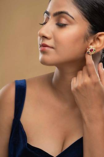 Gold plated multicolor stud earrings in sterling silver