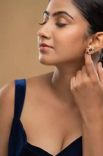 Gold plated multicolor stud earrings in sterling silver