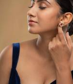 Gold plated multicolor stud earrings in sterling silver