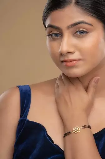 Gold plated hand mangalsutra in sterling silver