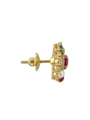 Gold plated multicolor stud earrings in sterling silver 3