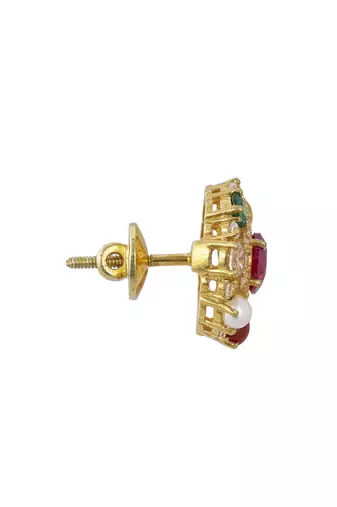 Gold plated multicolor stud earrings in sterling silver