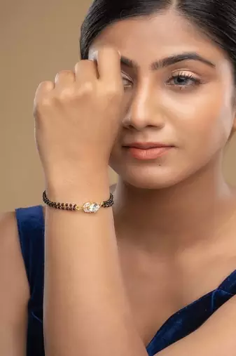 Gold plated hand mangalsutra in sterling silver