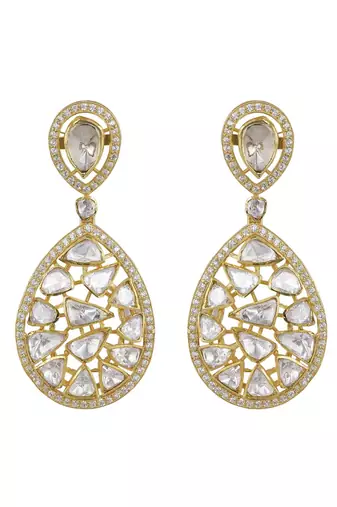 Gold plated dangler earrings in sterling silver