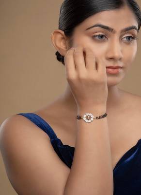 Gold plated hand mangalsutra in sterling silver 1