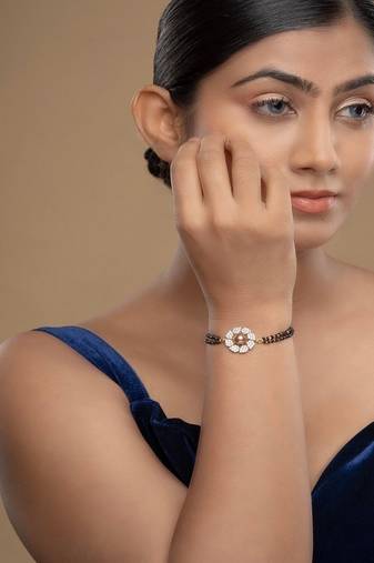 Gold plated hand mangalsutra in sterling silver
