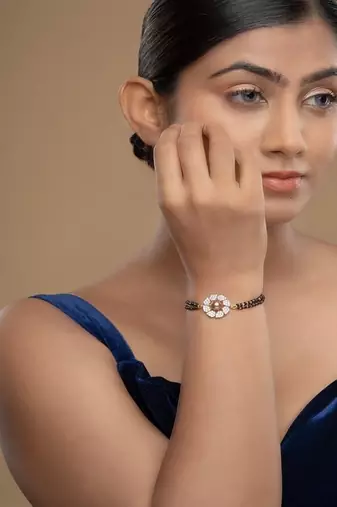 Gold plated hand mangalsutra in sterling silver