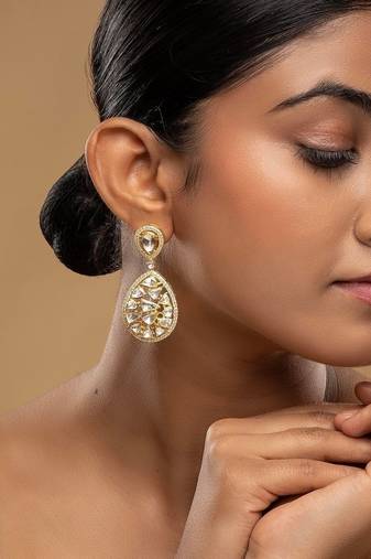 Gold plated dangler earrings in sterling silver