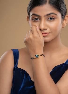 Gold plated hand mangalsutra in sterling silver 1