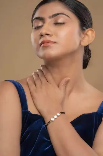 Gold plated hand mangalsutra in sterling silver