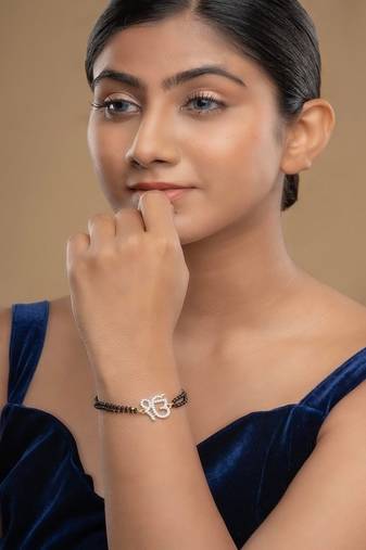 Gold plated hand mangalsutra in sterling silver