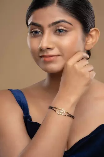 Gold plated hand mangalsutra in sterling silver