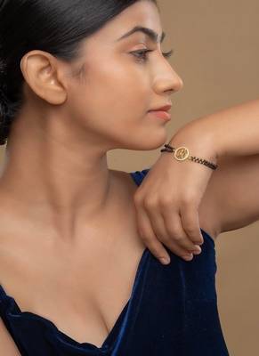 Gold plated hand mangalsutra in sterling silver 1