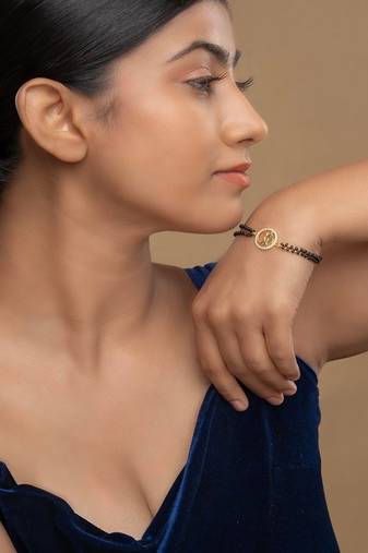 Gold plated hand mangalsutra in sterling silver