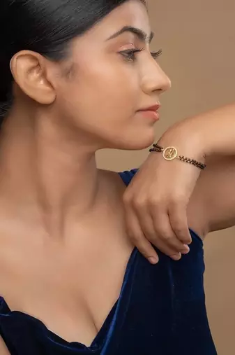 Gold plated hand mangalsutra in sterling silver