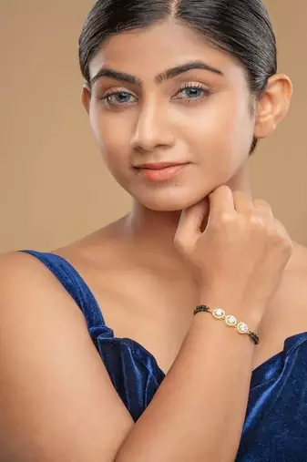Gold plated hand mangalsutra in sterling silver