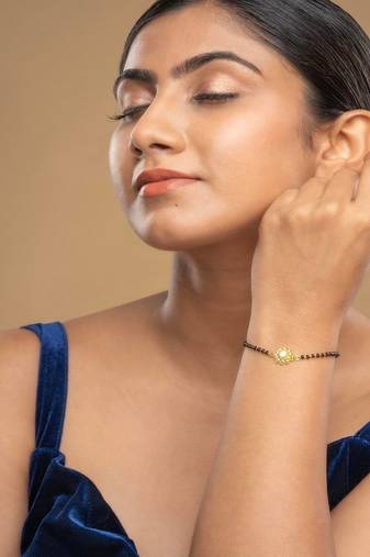 Gold plated hand mangalsutra in sterling silver