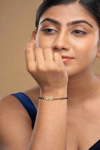 Gold plated hand mangalsutra in sterling silver