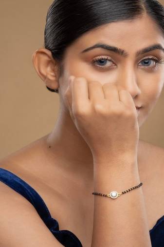 Gold plated hand mangalsutra in sterling silver