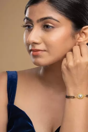 Gold plated hand mangalsutra in sterling silver