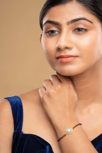 Gold plated hand mangalsutra in sterling silver