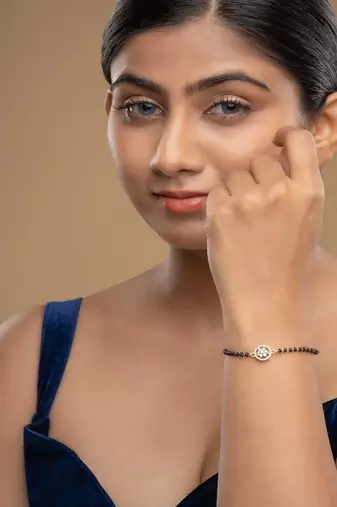 Gold plated hand mangalsutra in sterling silver
