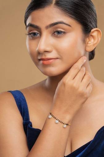 Gold plated hand mangalsutra in sterling silver