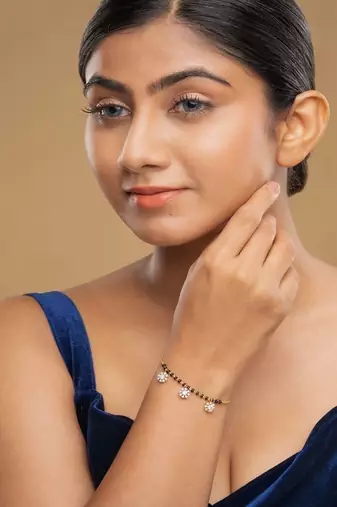 Gold plated hand mangalsutra in sterling silver