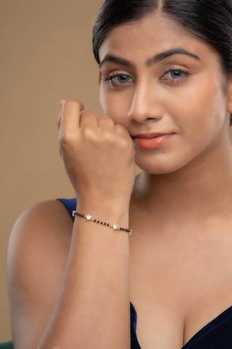 Gold plated hand mangalsutra in sterling silver