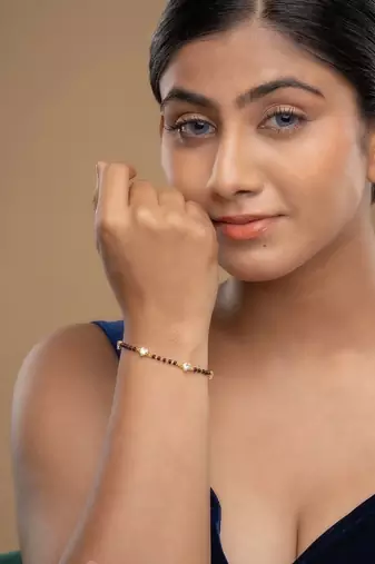 Gold plated hand mangalsutra in sterling silver