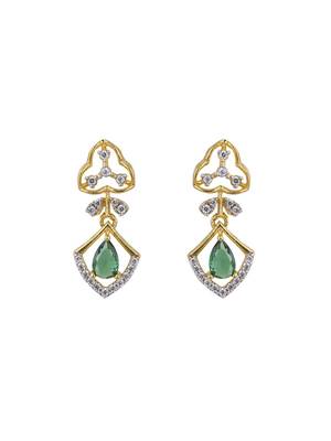 Gold plated green stone dangler earrings in sterling silver 2