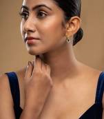 Gold plated green stone dangler earrings in sterling silver