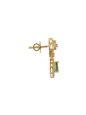 Gold plated green stone dangler earrings in sterling silver 3