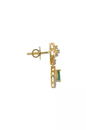 Gold plated green stone dangler earrings in sterling silver
