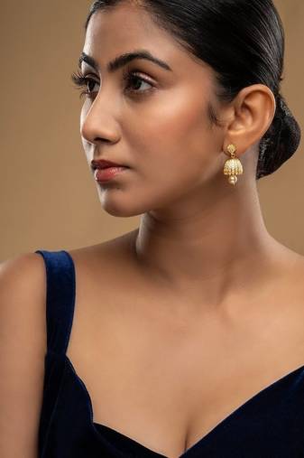 Gold plated jhumkas in sterling silver