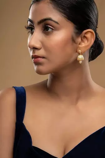 Gold plated jhumkas in sterling silver