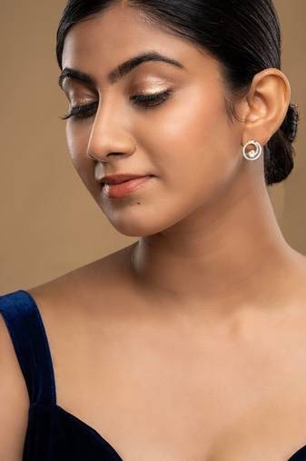 Gold plated stud earrings in sterling silver