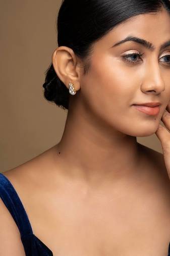 Gold plated stud earrings in sterling silver